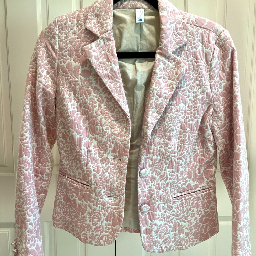 Pink and White Floral Blazer